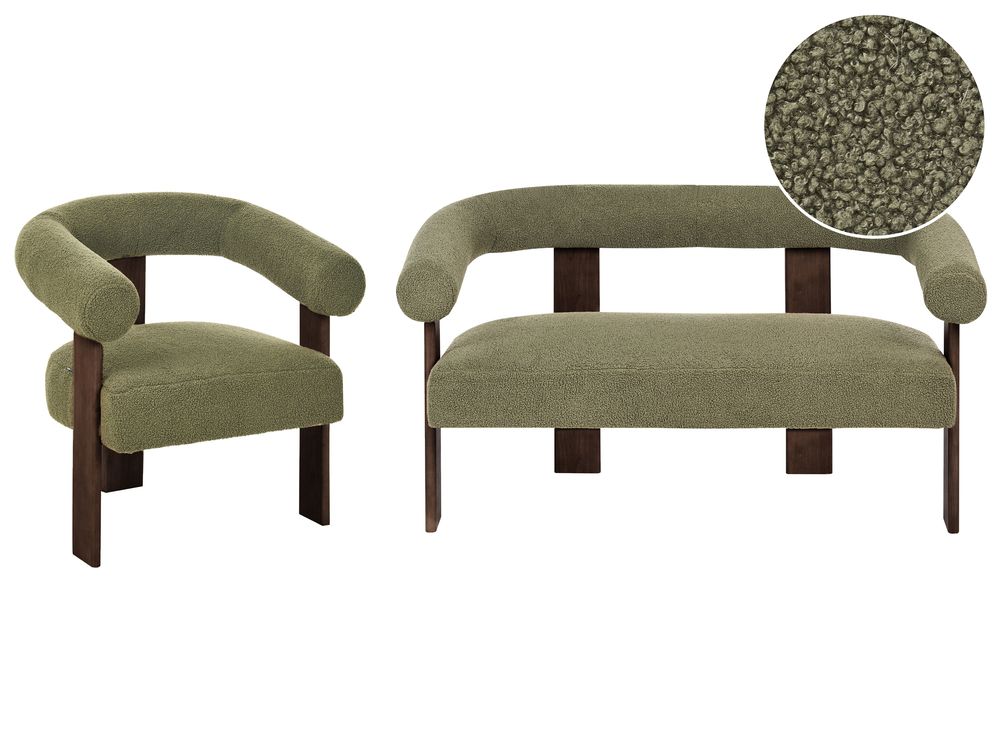 Sofagruppe ILBRO Bouclé Grønn/mørkebrun