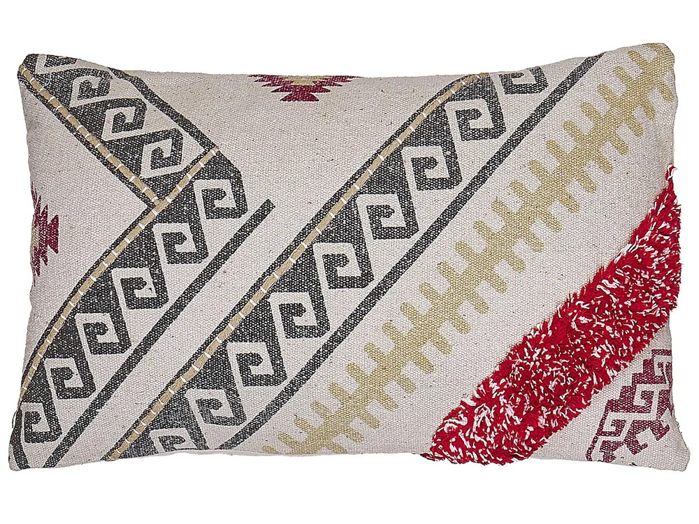 Throw Cushion BETULA 30 x 50 cm Cotton Beige Geometric Pattern