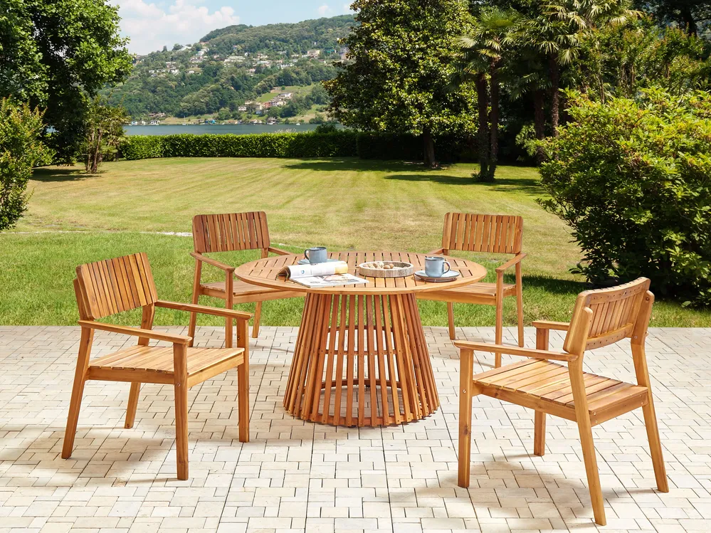 Garden Dining Table AGELLO 120 cm 120 cm Acacia Wood Brown_1008846
