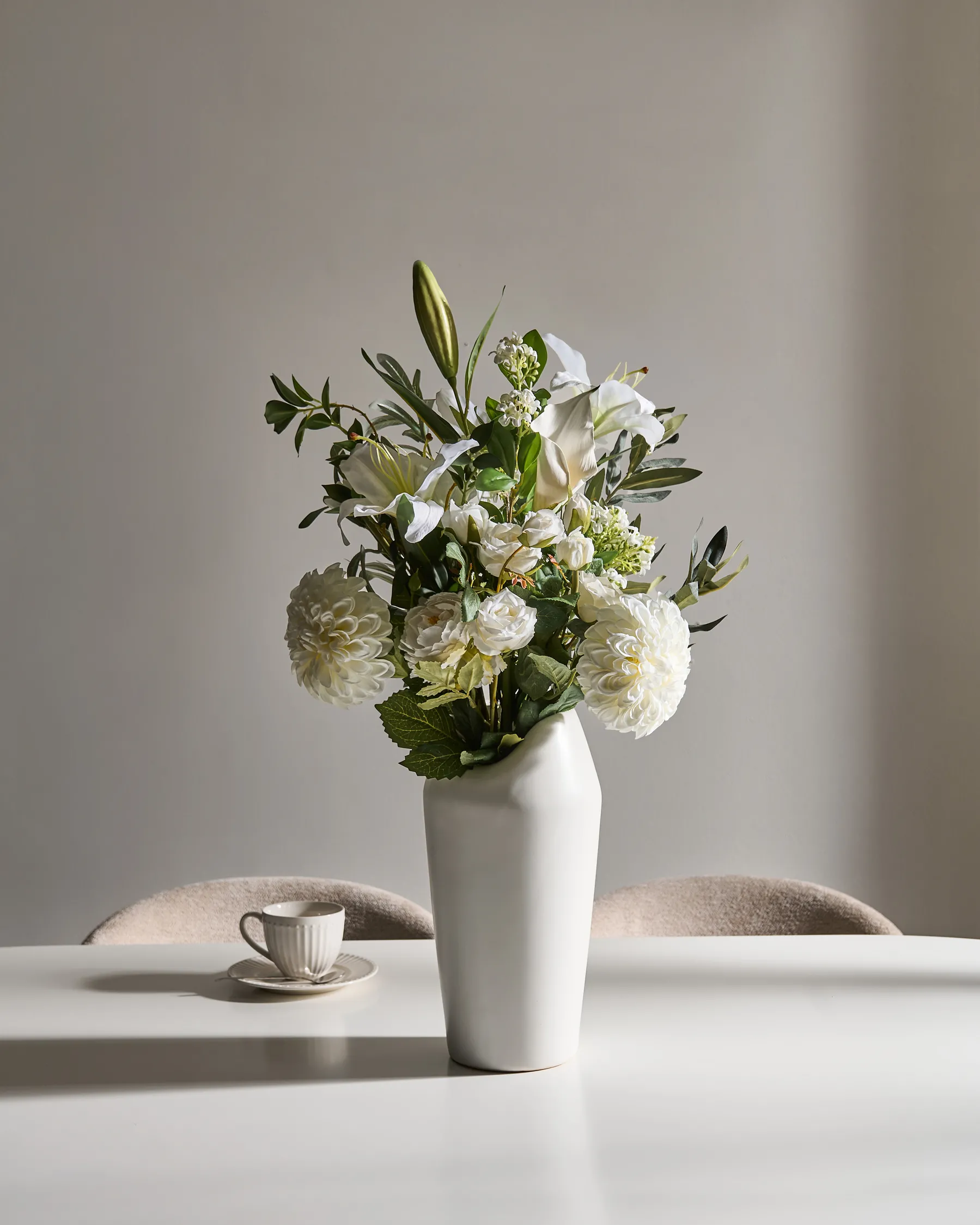 Konstgjord blomsterbukett PARREIRA 67 cm Vit_1028384