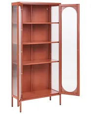 Glass Display Cabinet FOXTON 80 cm Metal Golden Brown_1108682