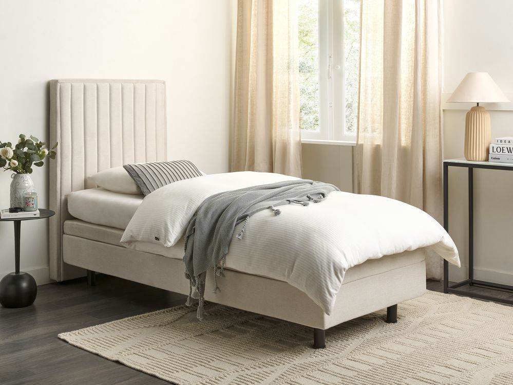 Adjustable Bed Fabric DUKE II 80 x 200 cm (EU Small Single) Light Beige