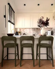 Set of 2 Bar Chairs LAKEVILLE Chenille Green_1177465