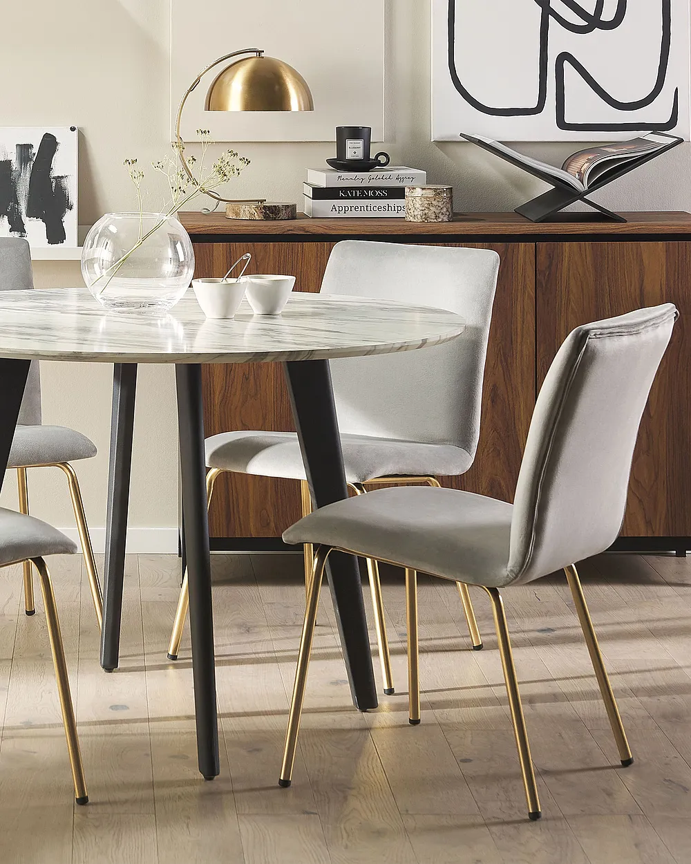 Set of 2 Dining Chairs RUBIO Velvet Grey_1150884