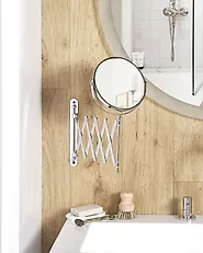 Extending Wall Makeup Mirror YVELINES 57 cm 36 cm Metal Silver_1187363