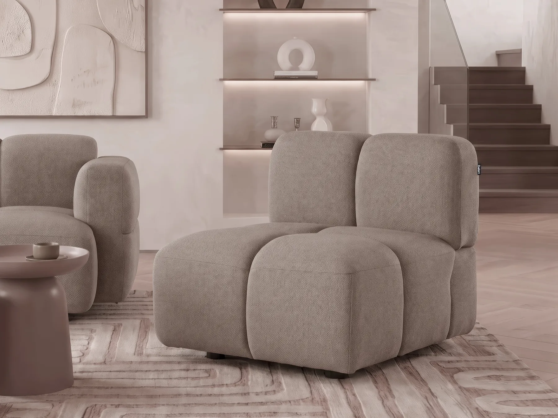 1-Seat Section MAKSABERG Fabric Taupe_1136351