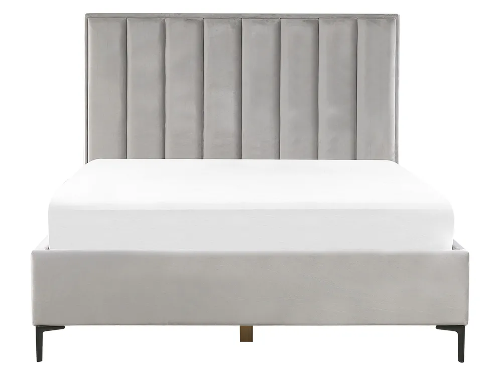 Bedroom Set SEZANNE Velvet Light Grey 160 x 200 cm (EU King Size)_795641