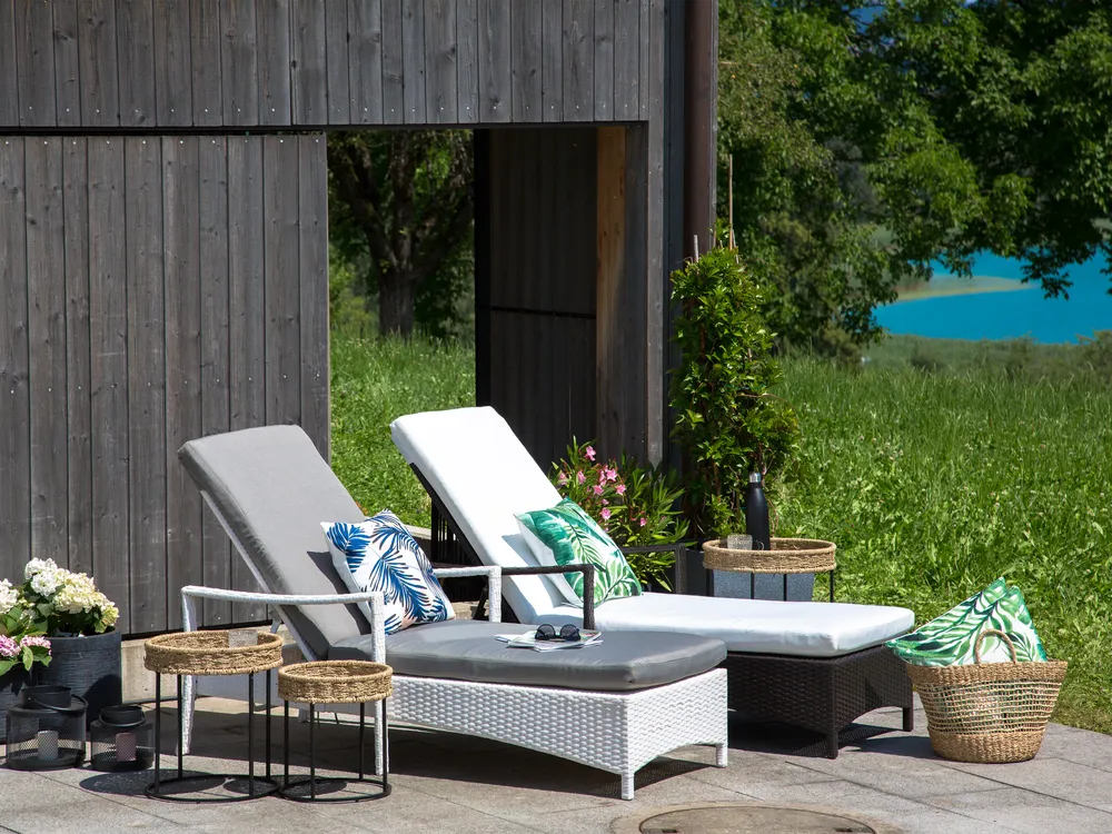 Sun Lounger with Cushion VASTO Reclining PE Rattan White_826846