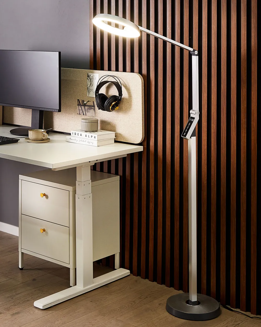 LED Floor Lamp CARINA with Dimmer Metal Silver