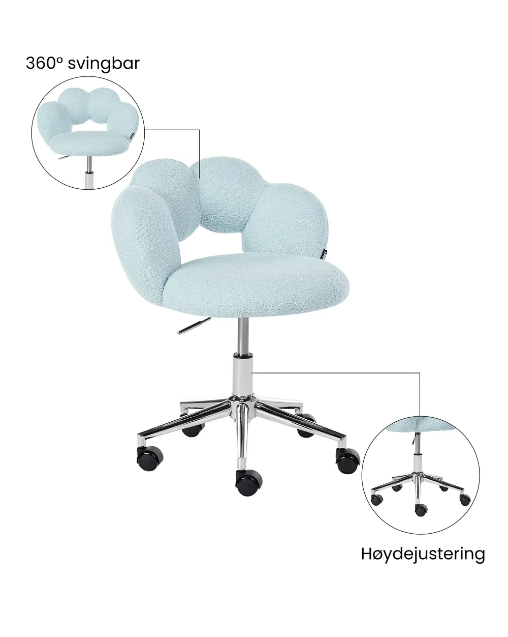 Kontorstol WHIZZY Bouclé Lyseblå_1065428