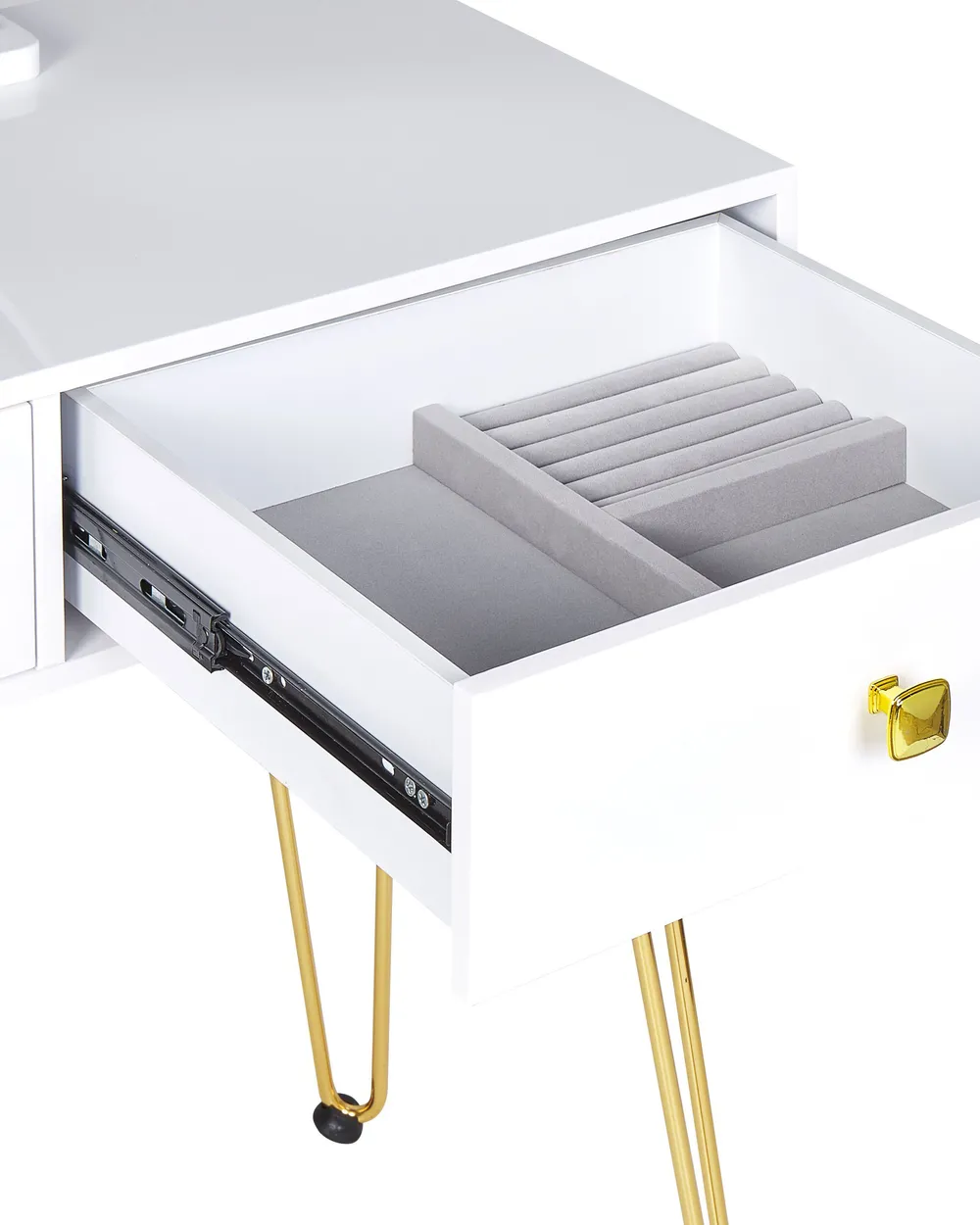 Sminkbord med spegel och pall CAEN LED Vit_844967