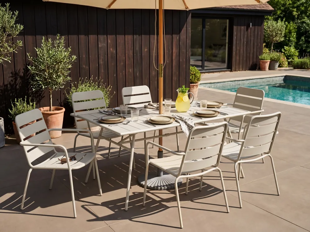 Garden Dining Set 6 Seater TERENZO Metal Light Beige