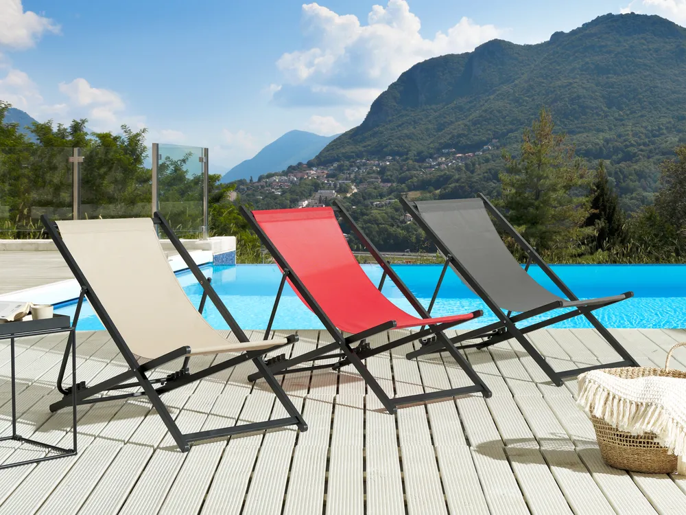 Folding Deck Chair LOCRI II Metal Red