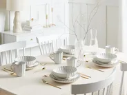 Set of 8 Dinner Plates NETTLE Stoneware Off-White_986503