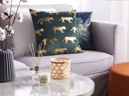 Set of 2 Decorative Cushions BLUEBELL 45 x 45 cm Velvet Dark Green Animal Pattern_1078047