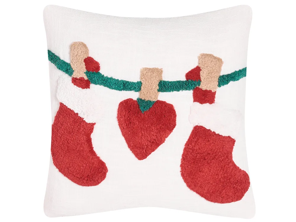 Set med 3 dekorativa kuddar NOREVA 45 x 45 cm Bomull Flerfärgad Julmotiv_1133904