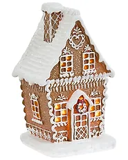 Set med 3 juldekorationer LED RIMPI 21/25/26 cm Hus Brun_1175145