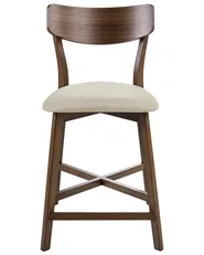 Set of 2 Bar Chairs HOLLY Wood Brown/ Beige_1060327