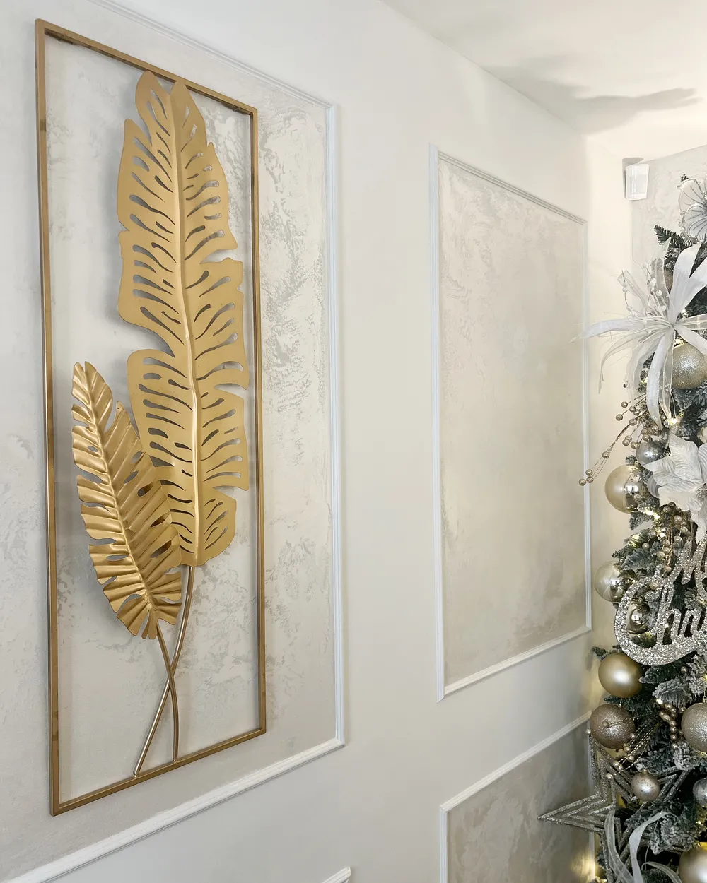 Wall Decor Leaf PALLADIUM Metal 90 cm Gold_957146