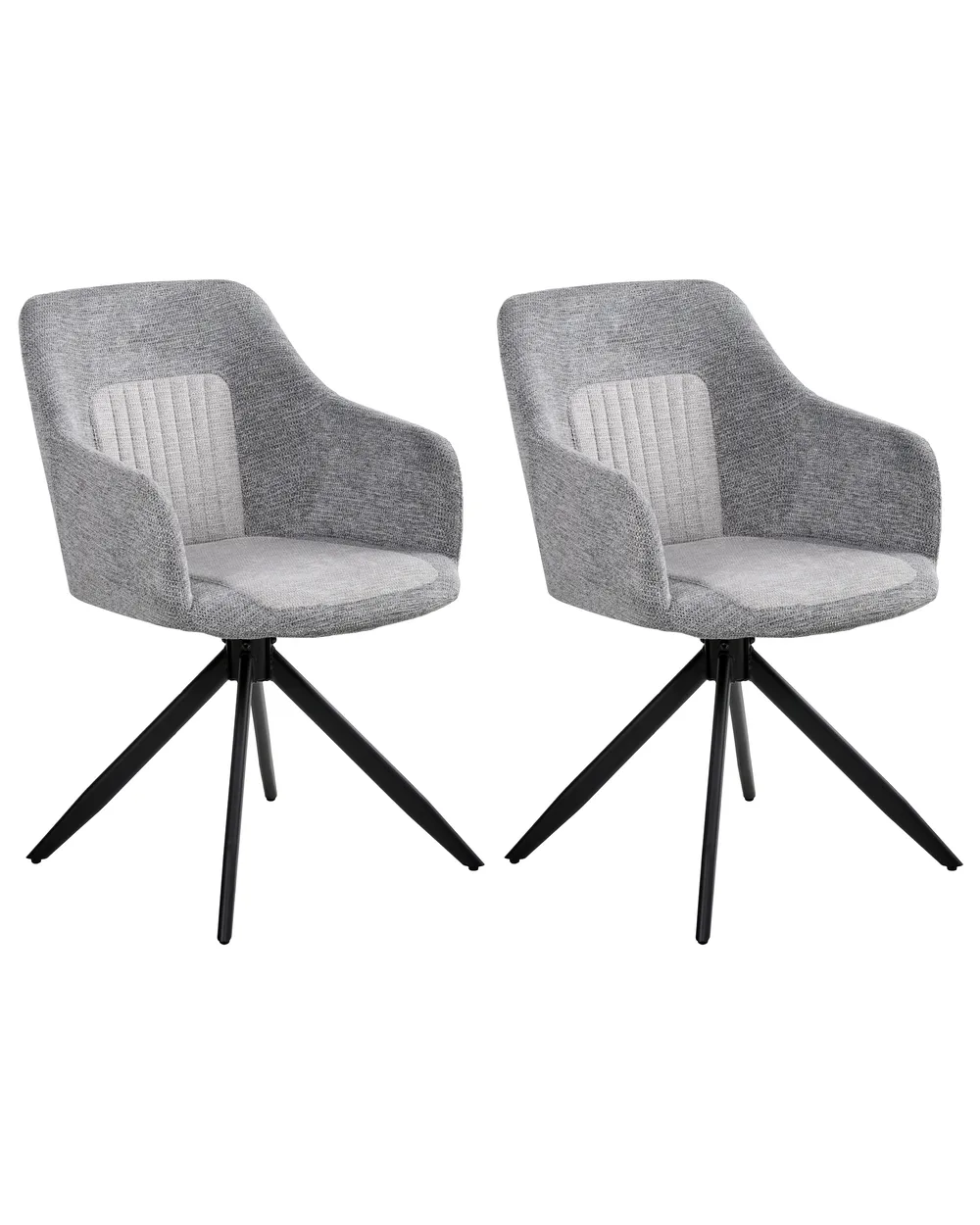 Set of 2 Dining Chairs Swivel LIKELY Fabric Grey