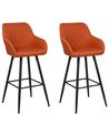 Set of 2 Bar Chairs DARIEN Orange