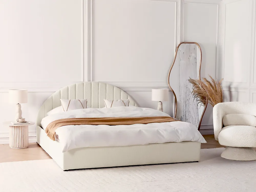 Säng med förvaring CHADENET Bouclé Off-White 180 x 200 cm_1183968
