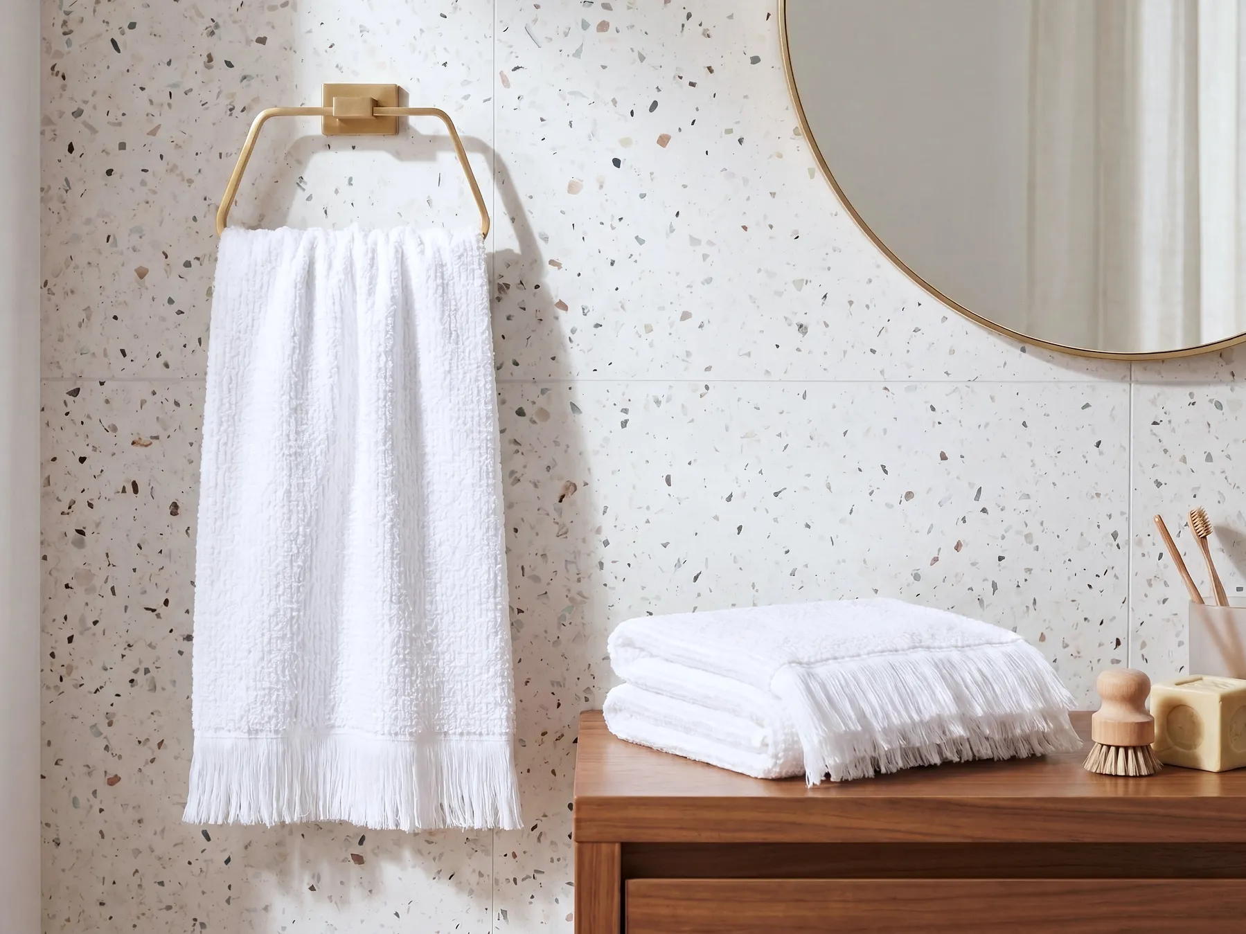 Set of 2 Towels ATIU Terry Cotton White_843380