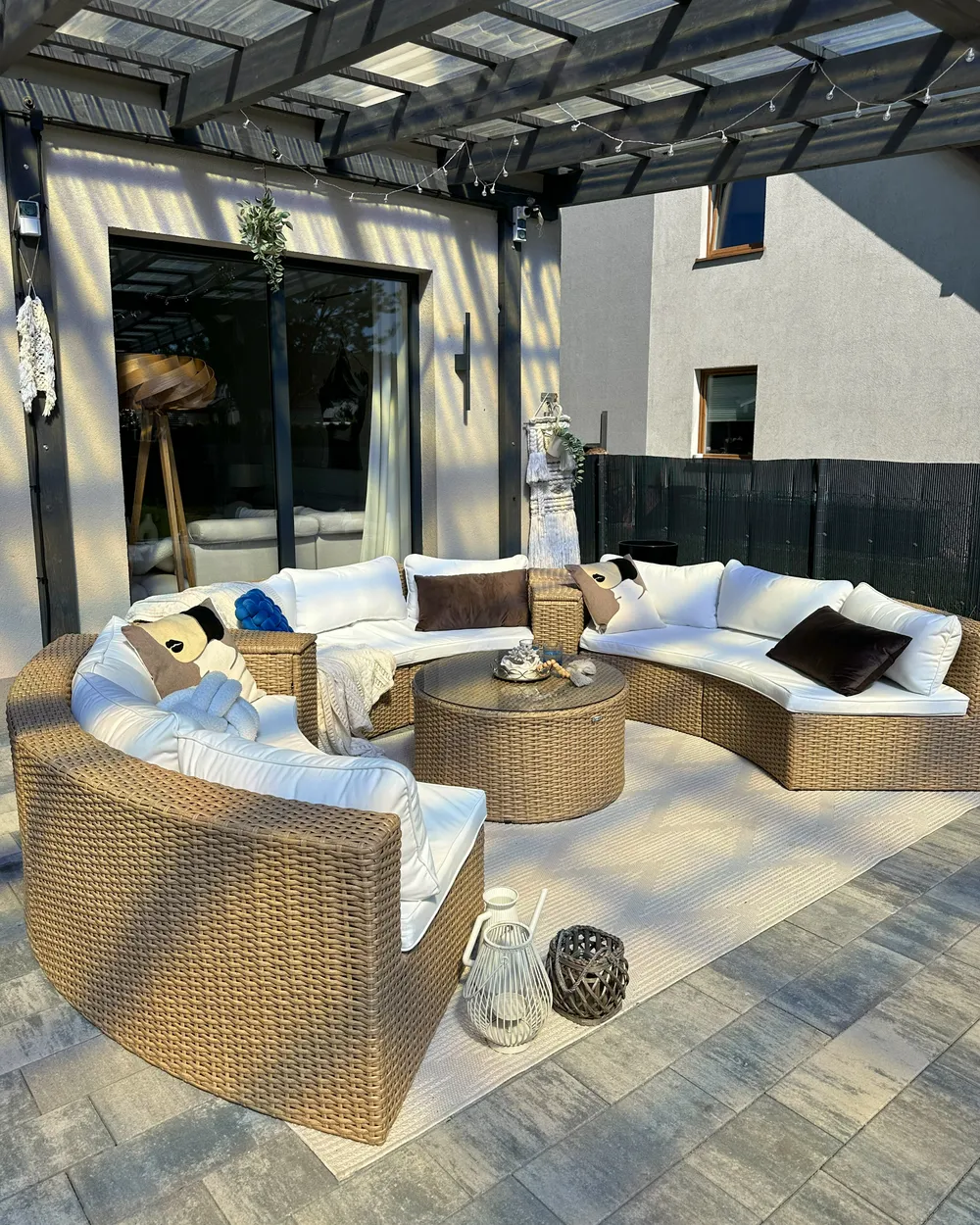 Garden Lounge Set with Table 9 Seater SEVERO PE Rattan Beige_983464