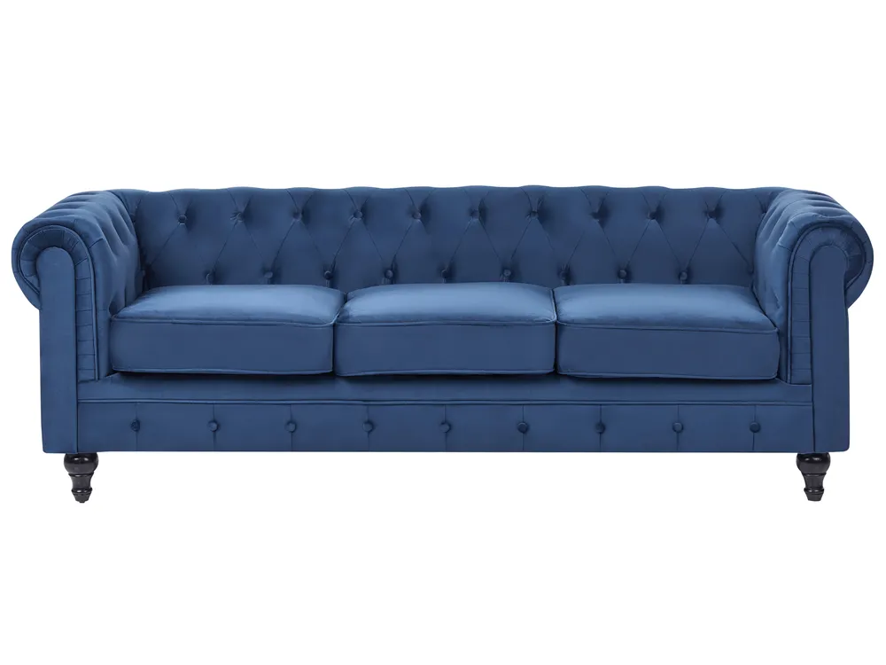 Soffgrupp 4-sits CHESTERFIELD Sammet Marinblå_1039412