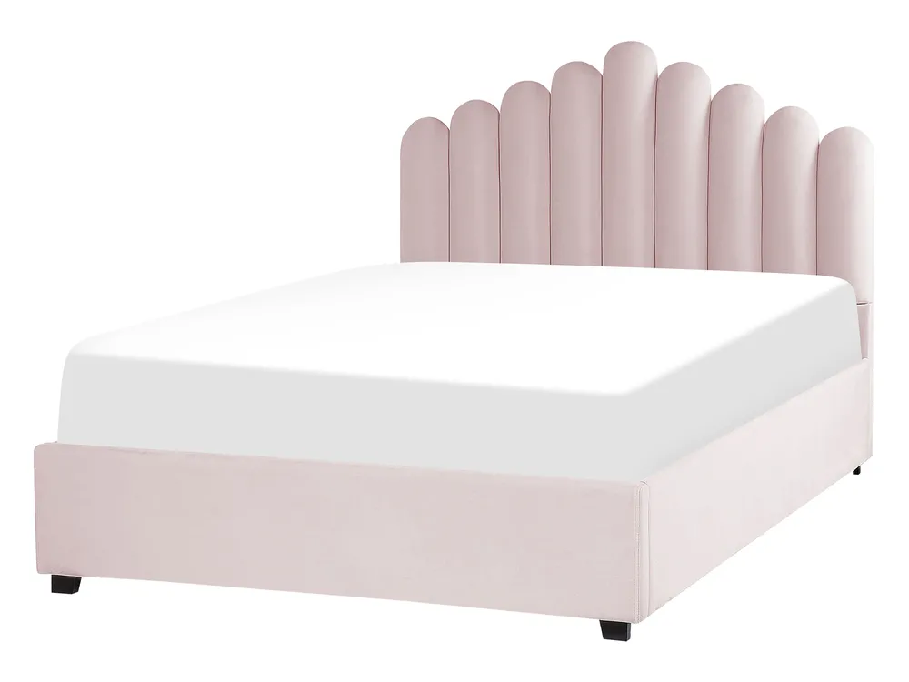 Ottoman Bed VINCENNES Velvet Pastel Pink 140 x 200 cm (EU Double)_837322