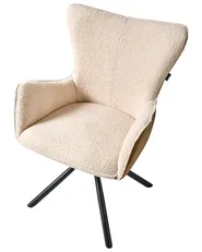 Set of 2 Dining Chairs Swivel NOVI Boucle Light Beige_993241