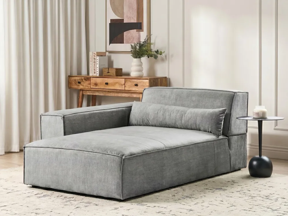 Right-Hand Chaise Longue HELLNAR Fabric Grey