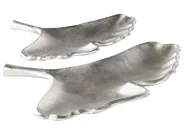 Set of 2 Trinket Dishes Leaf PALENQUE Metal Silver_822973