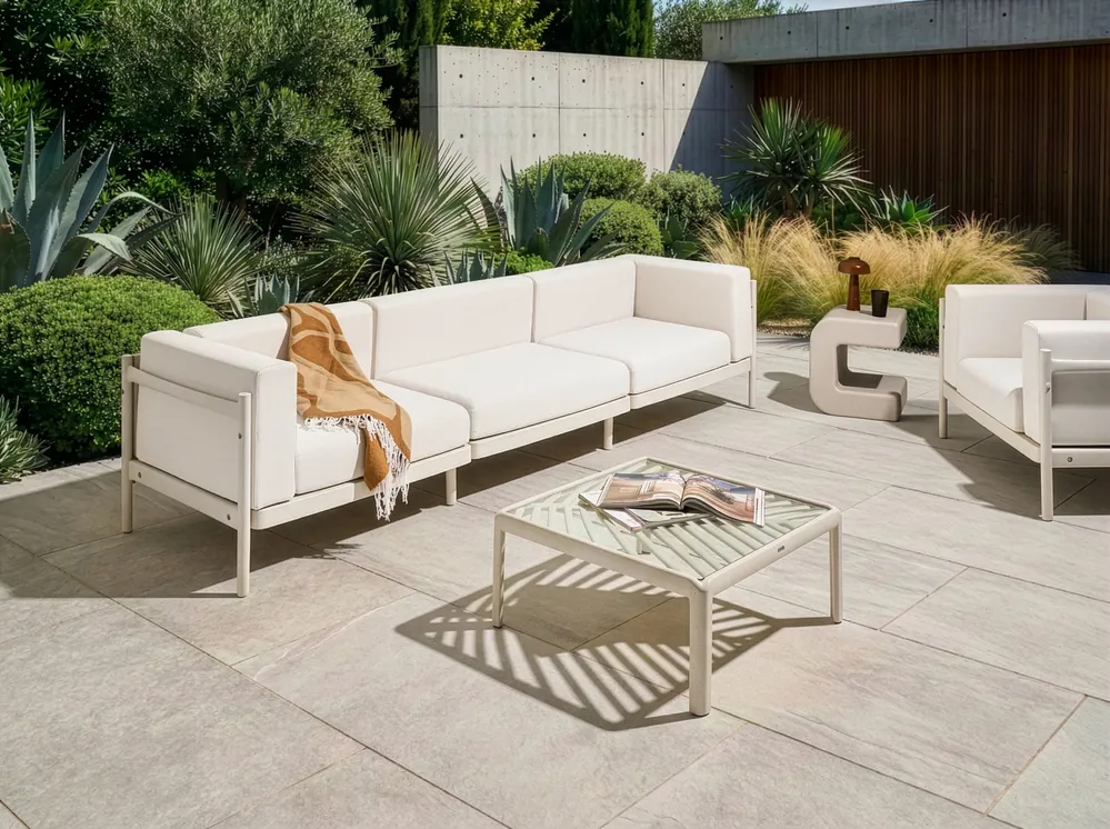 Garden Sofa 3 Seater FERRETTI Light Beige