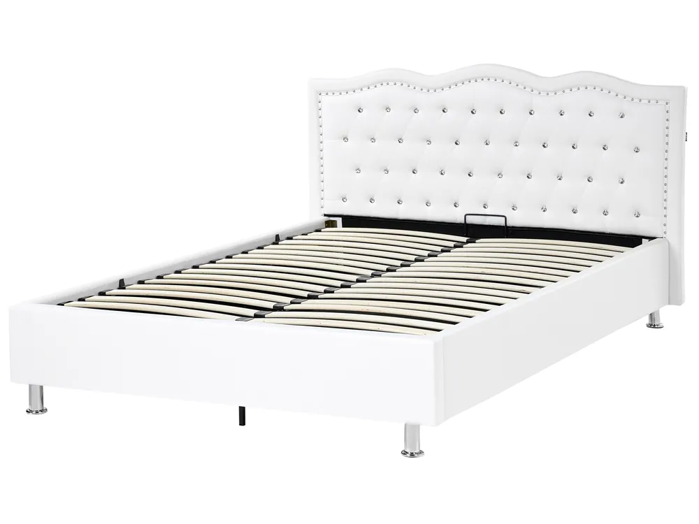 Ottoman Bed METZ Faux Leather White 140 x 200 cm (EU Double)_1078359