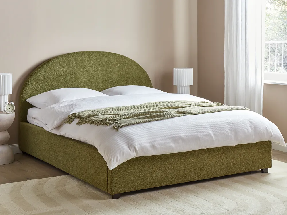 Ottoman Bed VAUCLUSE Boucle Light Green 160 x 200 cm (EU King Size)
