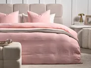 Duvet Cover Set SUMNER 220 x 240 cm Cotton Muslin Pastel Pink_1060196