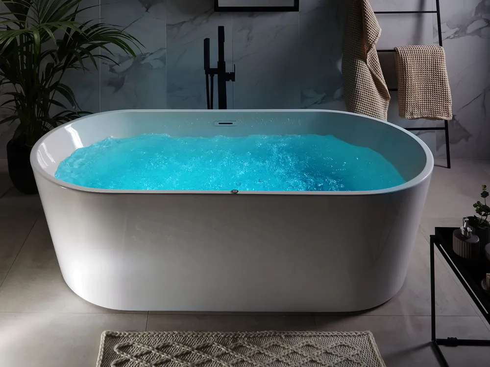 Fristående bubbelbadkar med LED HAVANA 1700 x 800 mm Vit_800909