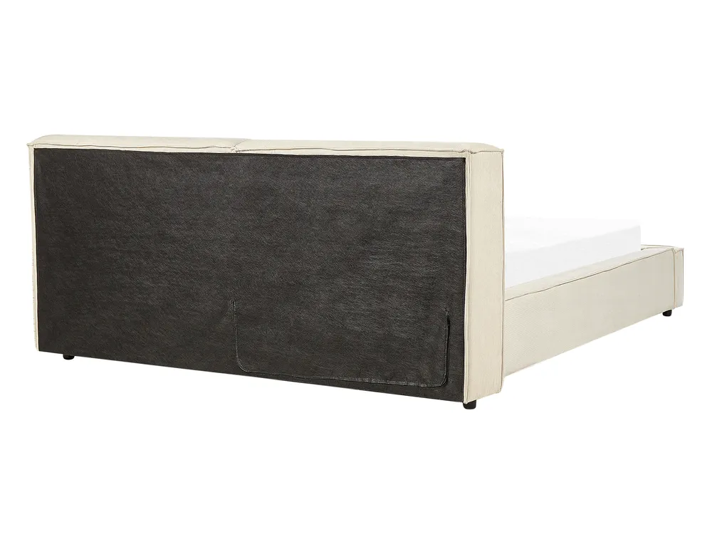 Bed Corduroy LINARDS 160 x 200 cm (EU King Size) Beige_876122