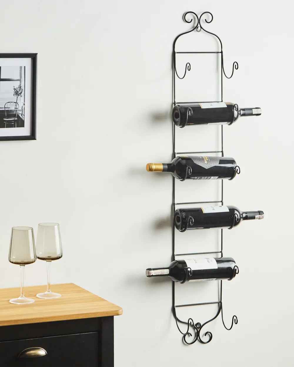 Wall Mounted Wine Rack HYDROGEN Metal Black