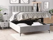 Bedroom Set SEZANNE Velvet Light Grey 160 x 200 cm (EU King Size)_795638