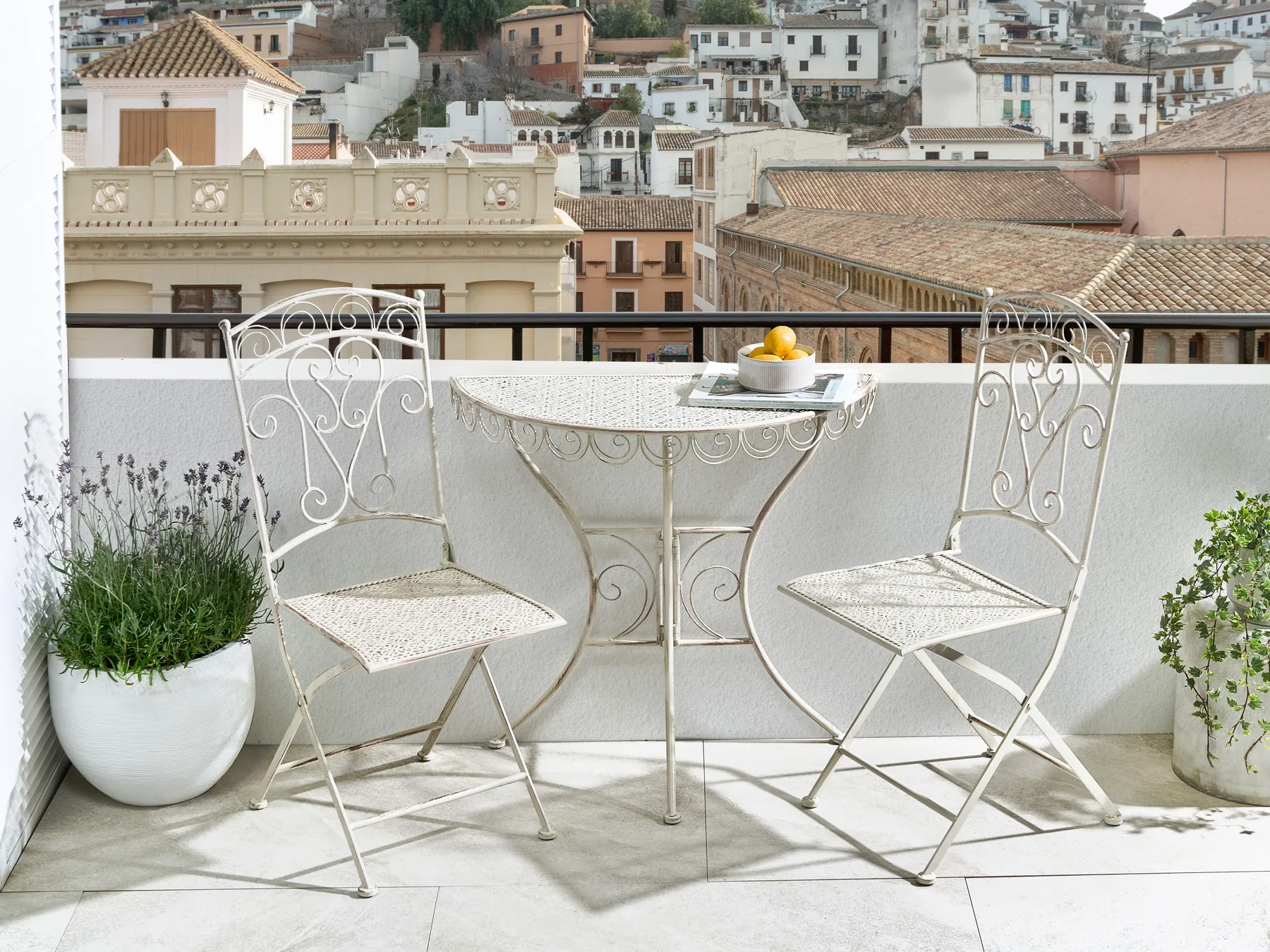 Bistro Table JUINA 80 cm 36 cm Metal Light Beige_1002351