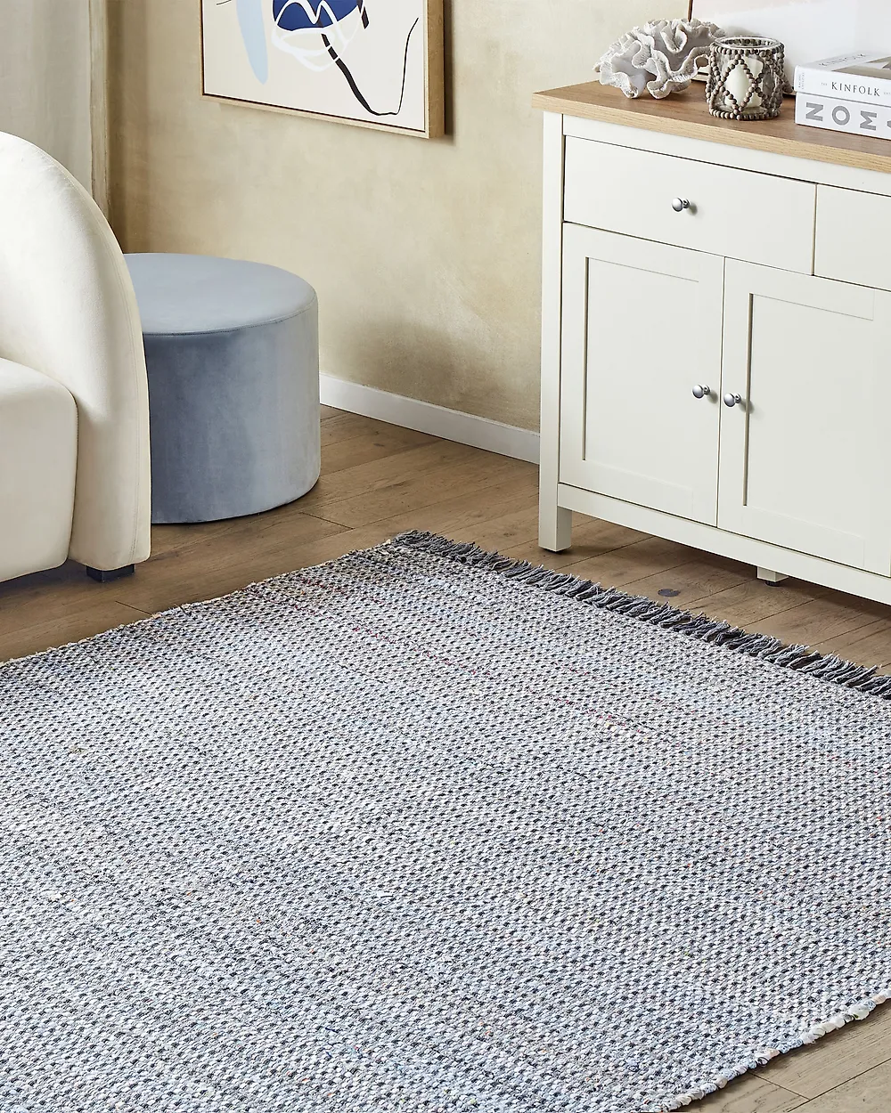 Rug BESNI Grey 140 x 200 cm Cotton_1177678