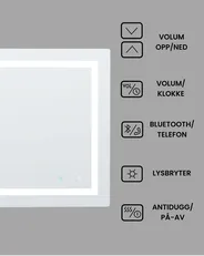 LED-baderomsspeil PRENOIS 80 cm 60 cm Sølv_940478