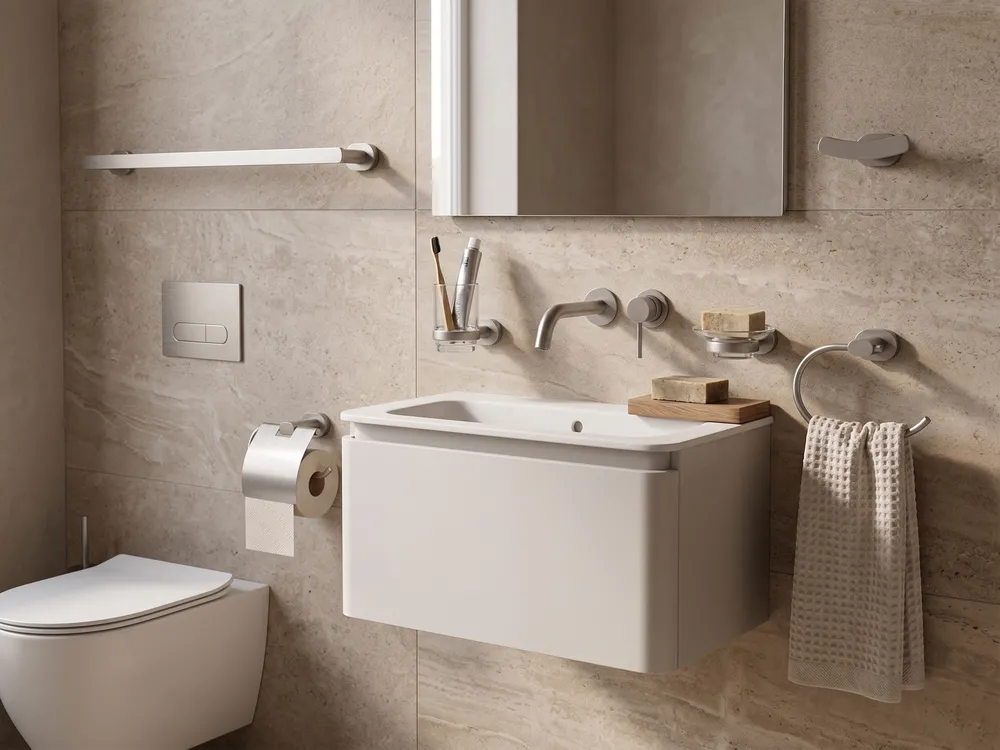 6-Piece Bathroom Hardware Set TOCOPILLA with Towel Bars and Hooks Silver