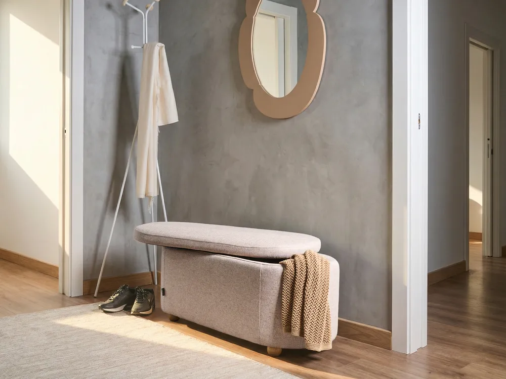 Upholstered Storage Bench HAYWARD Fabric 98 cm Beige_1056481