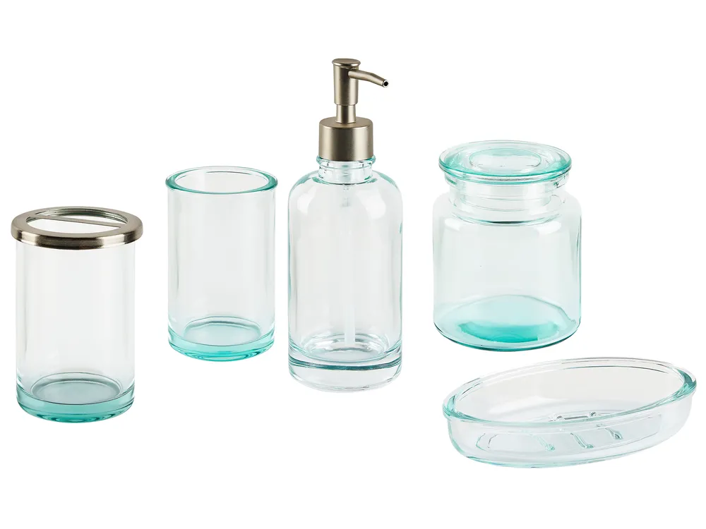 5-Piece Bathroom Accessories Set AMARGA Glass Green
