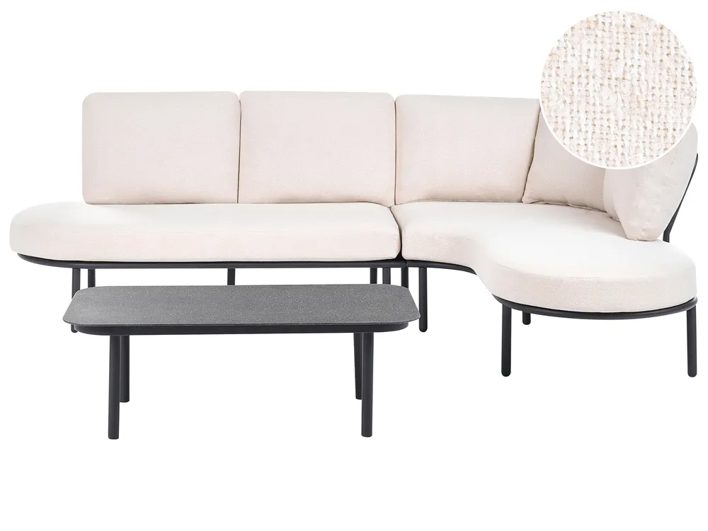 Garden Sofa with Table 4 Seater POLLINA Metal Black