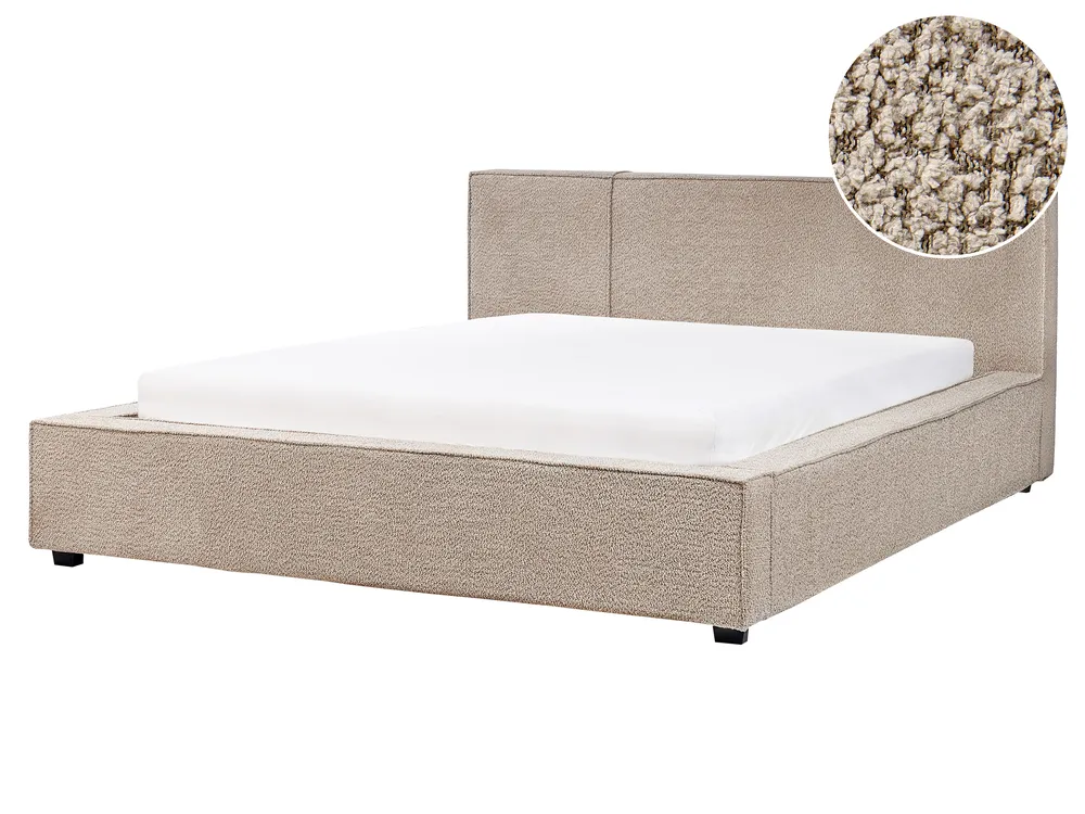 Bed Boucle MIRANDE 160 x 200 cm (EU King Size) Taupe