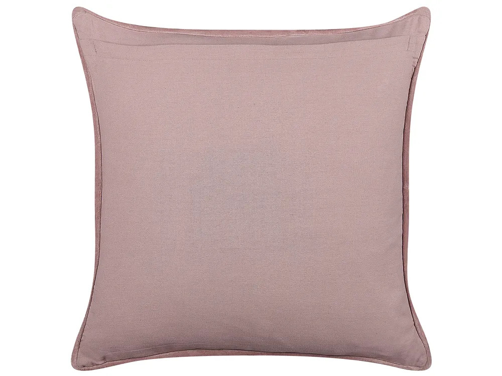 Set of 2 Decorative Cushions ROMNEYA 45 x 45 cm Velvet Pink Floral Pattern_838220